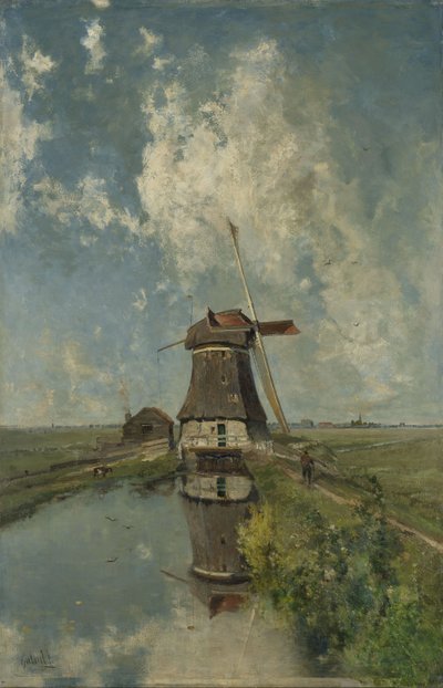 A Windmill on a Polder Waterway, known as In the Month of July, c.1889 by Paul Joseph Constantin Gabriel